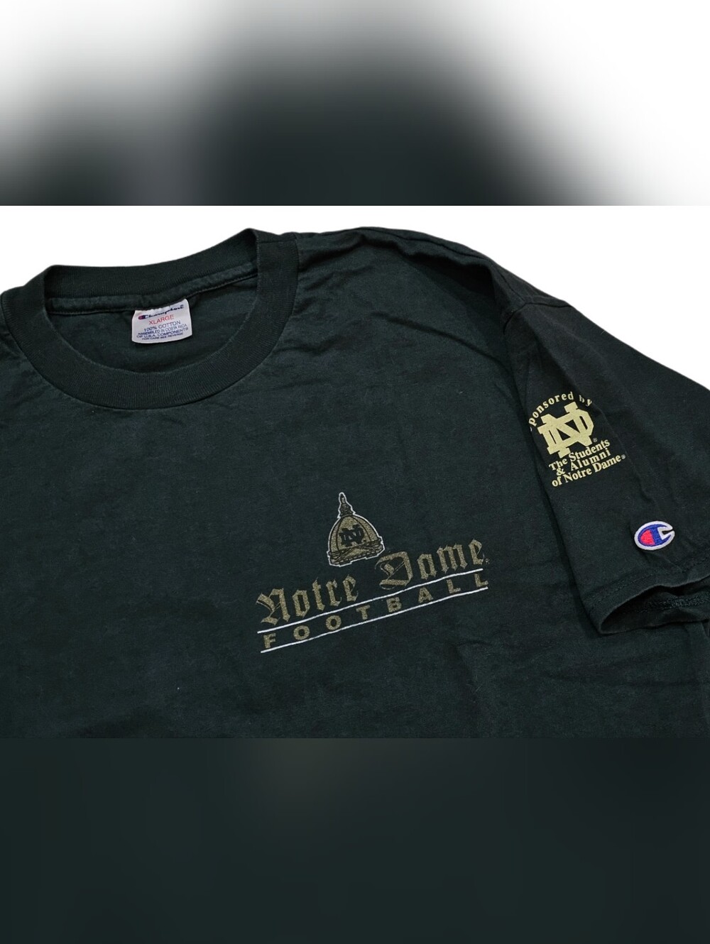 Vtg 1996 Notre Dame Football T-Shirt Champion XL Will Win Over All Irish Green - Picture 4 of 6